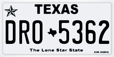 TX license plate DRO5362