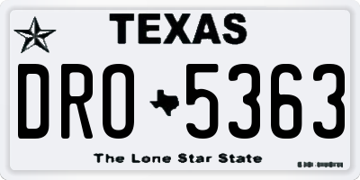 TX license plate DRO5363