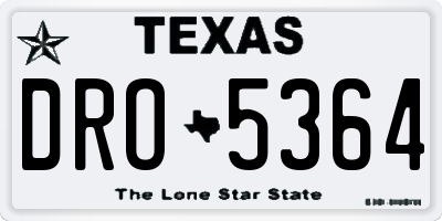 TX license plate DRO5364