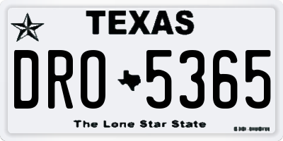 TX license plate DRO5365