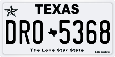 TX license plate DRO5368