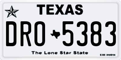 TX license plate DRO5383
