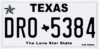 TX license plate DRO5384