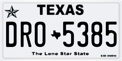 TX license plate DRO5385