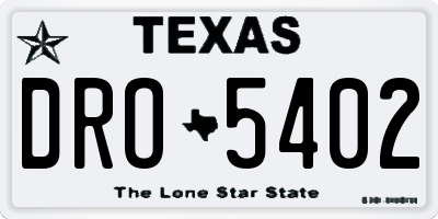 TX license plate DRO5402