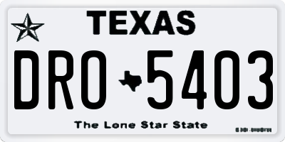 TX license plate DRO5403