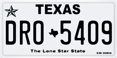 TX license plate DRO5409