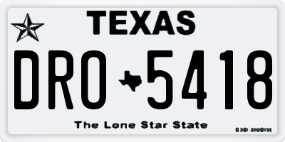 TX license plate DRO5418