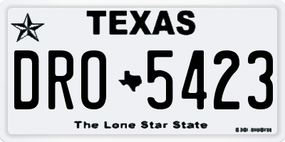 TX license plate DRO5423