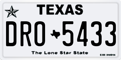 TX license plate DRO5433