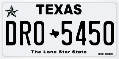 TX license plate DRO5450