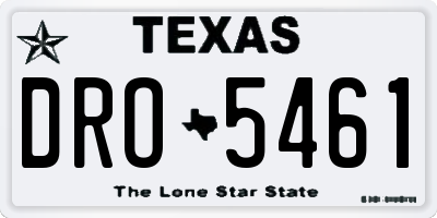 TX license plate DRO5461