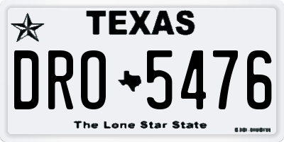 TX license plate DRO5476