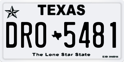 TX license plate DRO5481