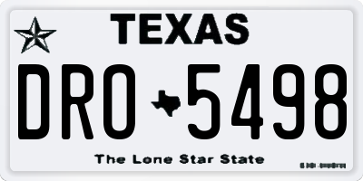 TX license plate DRO5498