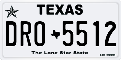 TX license plate DRO5512