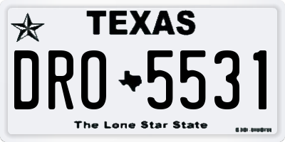 TX license plate DRO5531