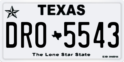 TX license plate DRO5543