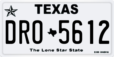TX license plate DRO5612