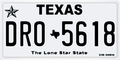 TX license plate DRO5618