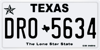 TX license plate DRO5634