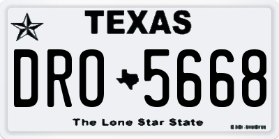 TX license plate DRO5668