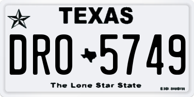 TX license plate DRO5749