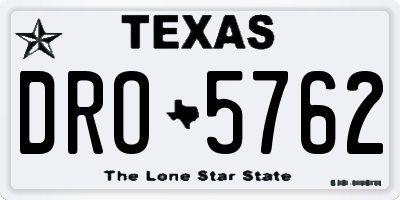 TX license plate DRO5762