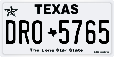 TX license plate DRO5765