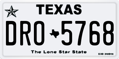 TX license plate DRO5768