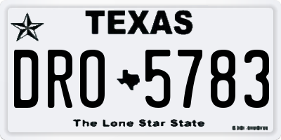 TX license plate DRO5783