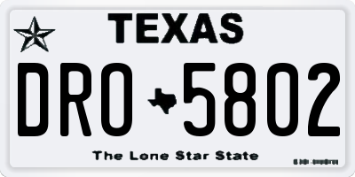 TX license plate DRO5802