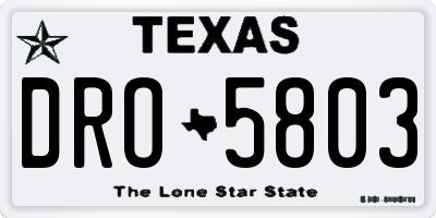 TX license plate DRO5803
