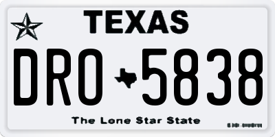 TX license plate DRO5838