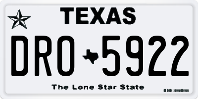TX license plate DRO5922