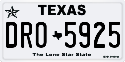 TX license plate DRO5925