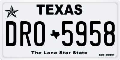 TX license plate DRO5958