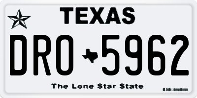 TX license plate DRO5962