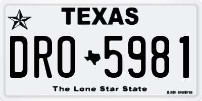 TX license plate DRO5981