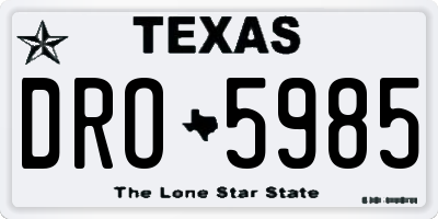 TX license plate DRO5985
