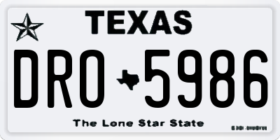 TX license plate DRO5986