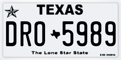 TX license plate DRO5989