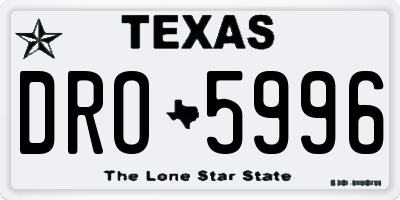 TX license plate DRO5996