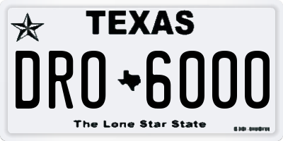 TX license plate DRO6000