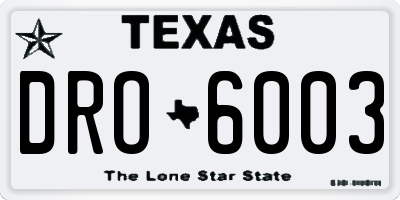 TX license plate DRO6003