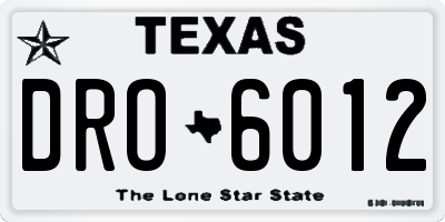 TX license plate DRO6012