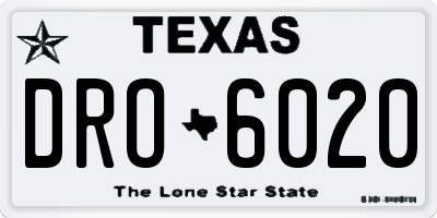 TX license plate DRO6020