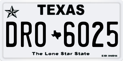 TX license plate DRO6025