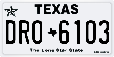 TX license plate DRO6103