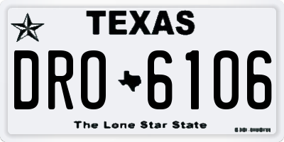 TX license plate DRO6106